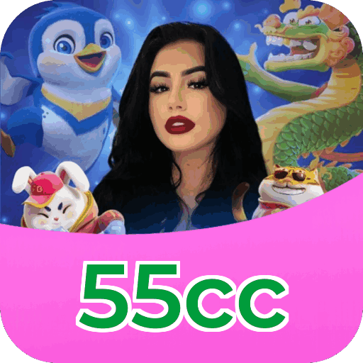 Plataforma 55cc mostrando interface moderna, jogos certificados e recursos de segurança licenciados